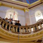 A small crowd of legislative staff gathered for the occasion. (Olivier Laurin/Victoria News)