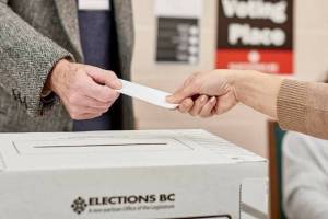 A voter casts a ballot in an election. B.C.&rsquo;s Special Committee on Democratic and Electoral Reform released its report that details engagement, voter participation and electoral reform on Nov. 26. (Elections BC/handout)