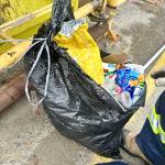 The trash bag a small dog was found abandoned in at the Lone Butte Transfer Station. (Cory Forsyth photo)