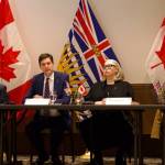 From left: federal Public Safety Minister Gary Anandasangaree, B.C. Premier David Eby, B.C. Minister of Public Safety Nina Krieger and B.C. Attorney General Niki Sharma are among the leaders meeting in Surrey on Friday, Nov. 28 to address B.C.&rsquo;s extortion crisis. (Anna Burns/Surrey Now-Leader)