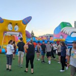 The Big Bounce Canada inflatables fun park at Concord Pacific Place in Vancouver on Saturday, Aug. 23, 2025.