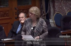Delta South MLA Vicki Huntington, here seen in the B.C. legislature,  was the last independent candidate to become an MLA in decades. She did it twice, first in 2009, then again in 2013.