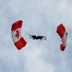 The Skyhawks Parachute Team at the 2025 Peach Fest opening ceremonies on Aug. 6 in Penticton.