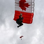 The Skyhawks Parachute Team at the 2025 Peach Fest opening ceremonies on Aug. 6 in Penticton.