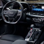 The Trax's interior is highlighted by a digital gauge display that nudges up against the eight-inch&nbsp;or optional 11-inch infotainment screen. Courtesy Chevrolet
