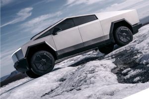 Initially, the Cybertruck will be available in two all-wheel-drive versions — with up to 845 horsepower — with a base rear-wheel-drive model coming for 2025. PHOTO: TESLA