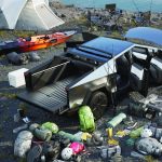 All this fits into or on top of the Cybertruck. The angular shape of the vehicle cleverly disguises the four-foot-by-six-foot bed, complete with power-operated tailgate.  PHOTO: TESLA