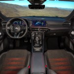 Premium interior touches for the Dodge Hornet R/T and GT include class-exclusive Alcantara seats featuring an embroidered Dodge Rhombi logo, included with the optional Track Pack.