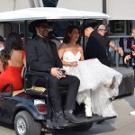 Jillian and Justin Pasutto hitching a ride from the red carpet to Propsera Place for the CCMA Awards.