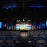 The Conservative Party of B.C.'s party headquarters for the 2024 election night at the Rocky Mountaineer Station in Vancouver.