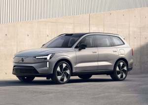 The all-wheel-drive EX90 features  two powertrain choices, both with front and rear electric motors. The base price is $110,000, which is about $35,000 more than the gasoline XC90. PHOTO: VOLVO