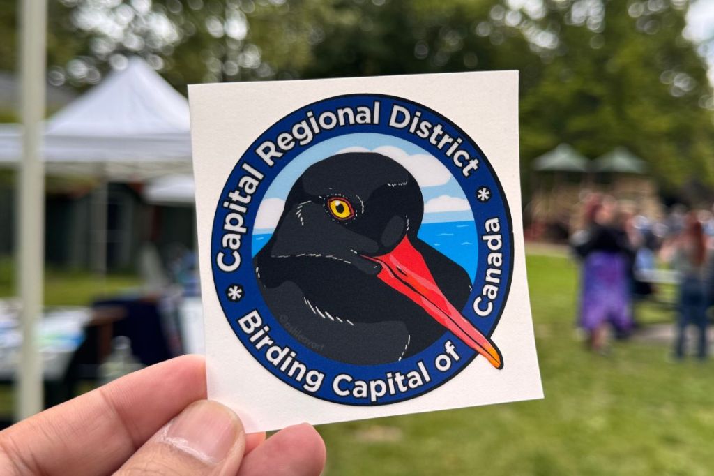 Sticker commemorating Victoria as Birding Capital of Canada.