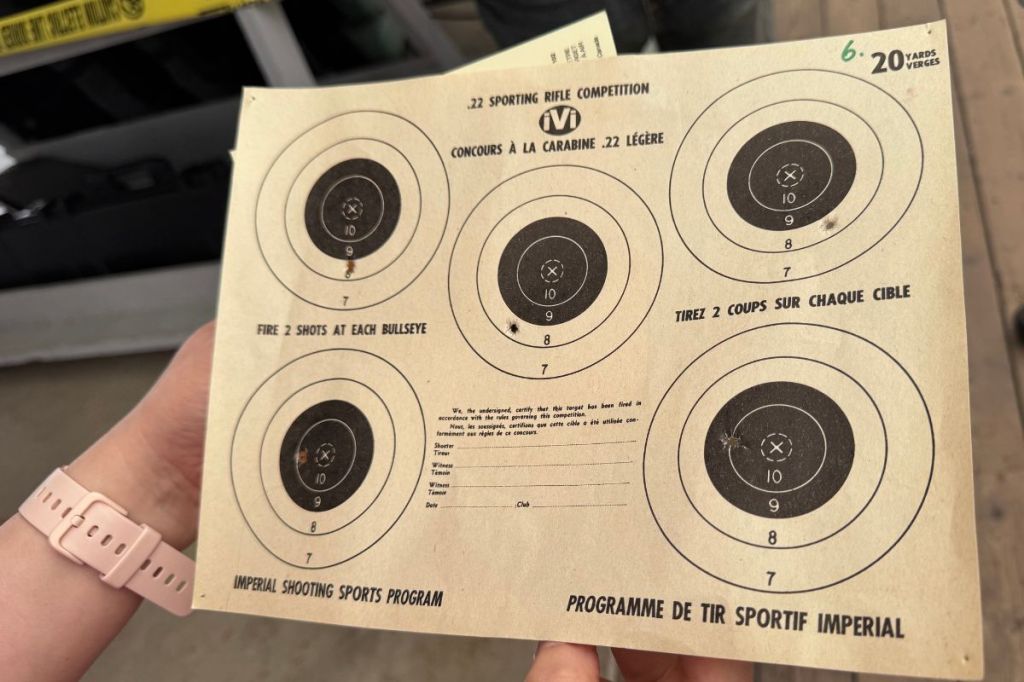 Junior shooters get to take home their target paper.