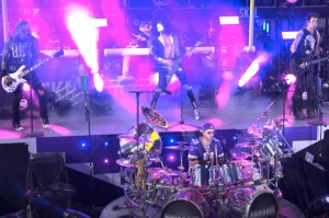 American tribute band Hairball plays on New Year's Eve 2024, during a halftime of a Green Bay Packers-Minnesota Vikings game.