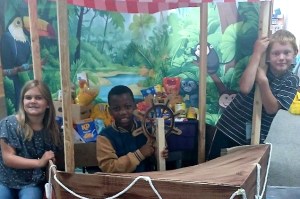 Allie, Chinta and Trygg set sail on their Jungle Journey at Vacation Bible School with a boatload of food bank donations. Nearly 100 kids participated at Faith Reformed Church's annual camp program in Telkwa from July 7-11. The food donations will go to the Salvation Army's food bank on Main Street in Smithers.