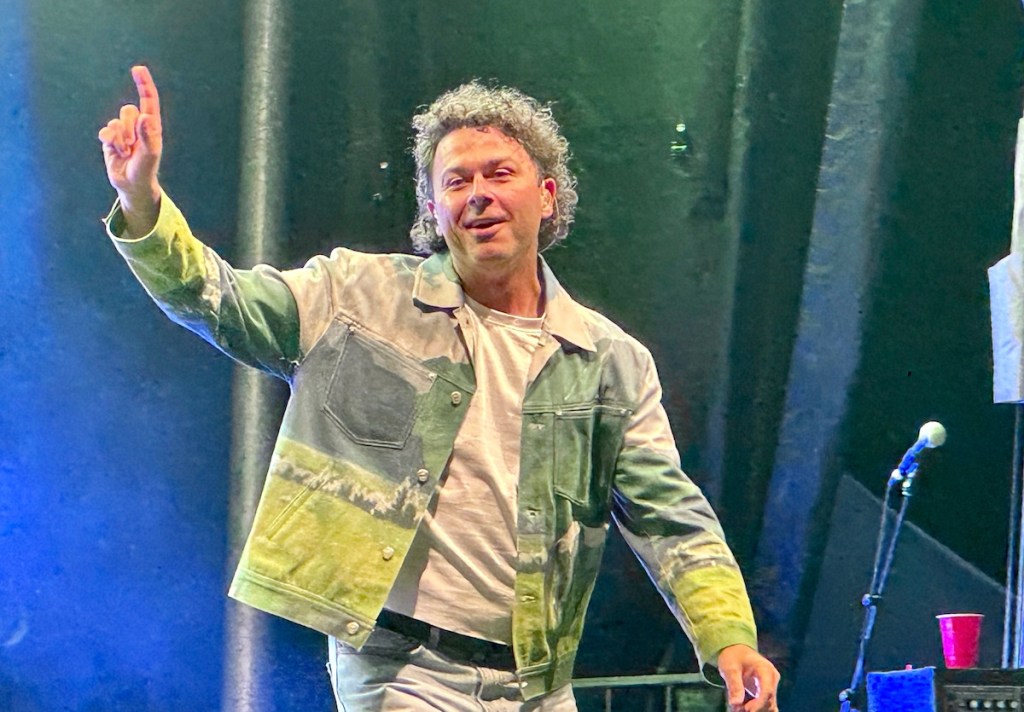 Arkells singer Max Kerman on stage at Barnside Harvest Festival in Ladner on Saturday, Sept. 13, 2025.