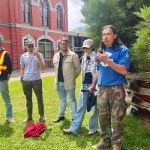 Nii lax Aks speaks to the crowd of protesters. The pipeline is slated to be built about 15 kilometres from his Kispiox village, northeast of Terrace.
