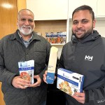 Barakah Eats operators Rushd Khan, right, and his father, Zafar Khan at the company plant in Newton.