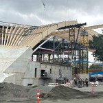 Construction of the Freedom Mobile Arch amphitheatre at the PNE site on Aug. 14, 2025. The venue will be ready for concerts in 2026.