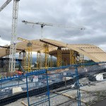 Construction of the Freedom Mobile Arch amphitheatre at the PNE site on Aug. 14, 2025. The venue will be ready for concerts in 2026.
