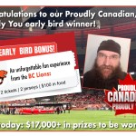 Christian, from Vancouver, is the winner of the Proudly Canadian Contest early bird draw, taking home an amazing prize package from the BC Lions!