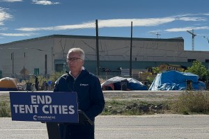 B.C. Conservative leader John Rustad discussed tent cities, homelessness, drug addictions, and more in Kelowna on Saturday, Oct. 5.