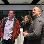 Conservative candidate Reann Gasper (centre) watches on election night (Oct. 19) as her lead over NDP incumbent Pam Alexis in the Abbotsford-Mission riding increases.