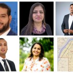 Mandeep Dhaliwal, top left, is set to become the new MLA for Surrey North after toppling two-time MLA and former NDP cabinet minister Rachna Singh (bottom, centre). Five candidates were in the race for the riding.