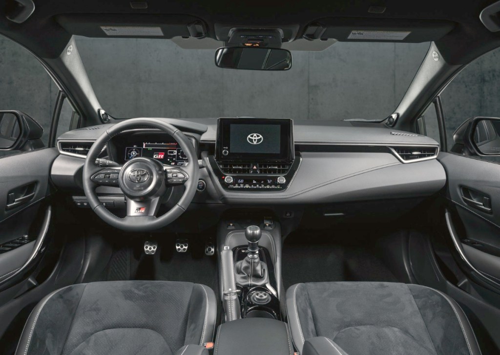 Available interior fittings include synthetic suede and leather-trimmed sport seats, aluminum pedals and a short-throw shifter for the six-speed manual gearbox. PHOTO: TOYOTA