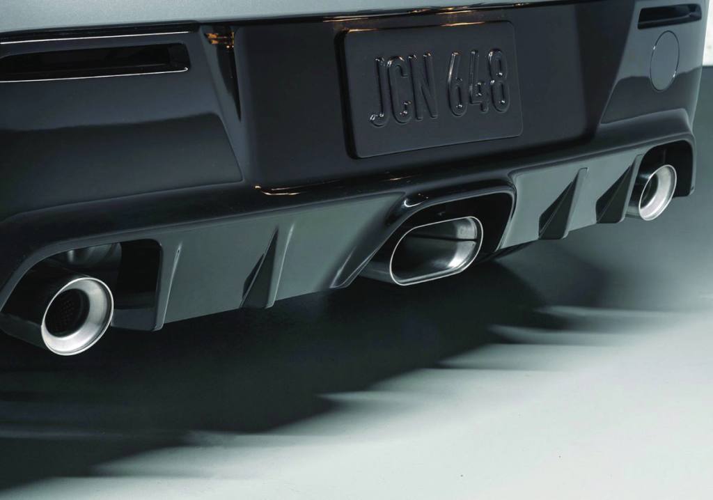 A special three-piece muffler with stainless-steel exhaust tips increases flow, which aids efficiency and performance of the 300-horsepower 1.6-litre three-cylinder engine.&nbsp;PHOTO: TOYOTA