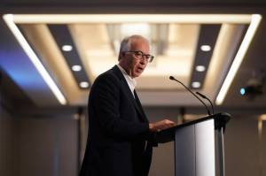 B.C. Conservative Leader John Rustad addresses the Construction Innovation Summit in Vancouver, B.C., Thursday, Oct. 3, 2024. THE CANADIAN PRESS/Darryl Dyck