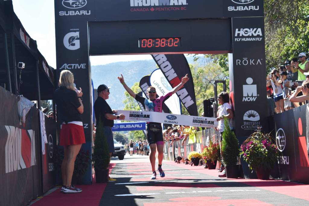 Penticton’s Jeff Symonds finished in first place at Ironman Penticton in 2022. The event was cancelled in 2023 and will return in 2024 with the addition of a half-distance. (Brennan Phillips Western News)