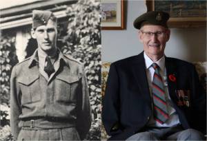 Second World War amputee veteran Lloyd Brown in 1943 and today. (Contributed photos)
