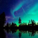 Northern lights create a spectacular show as they dance across the night sky.