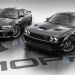 The Mopar Special Edition Dodge Charger and Challenger are dressed in black with blue brake calipers. PHOTO: STELLANTIS