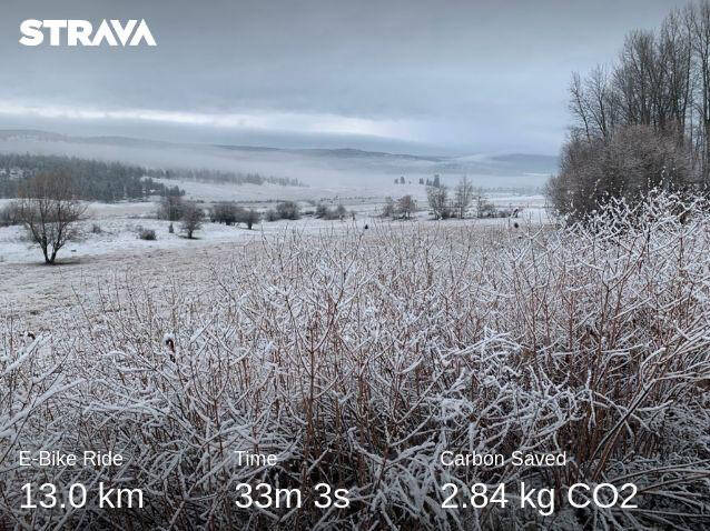 “While snowy conditions can slow you down, the right gear makes winter riding doable. The added bonus? Saving money on gas and helping the environment,” says Tom Huisman from Lake Country. Photo courtesy of Go By Bike.