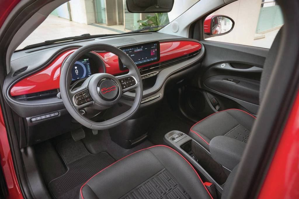 The 500e’s four-passenger interior is a familiar spot, but a decent-size 10.25-inch infotainment screen with Apple CarPlay and Android Auto connectivity is front and centre on the dashboard next to the circular 7.0-inch driver’s cluster. PHOTO: FIAT