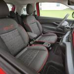 The 500e’s front seats are well bolstered and are covered in recycled materials, but since the 500e is the tiniest car on the market, leg and shoulder room will be on the tight side no matter where you’re seated. PHOTO: FIAT