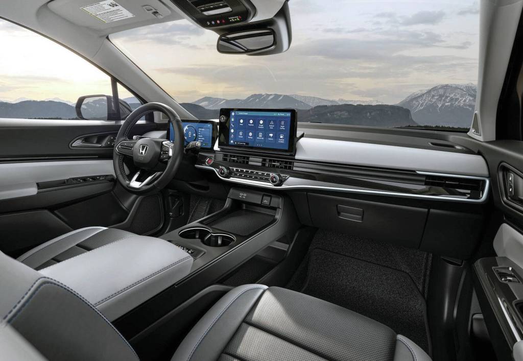 The Prologue has an 11.3-inch driver information display and 11.3-inch touch-screen with Android Auto and Apple CarPlay connectivity. A column-mounted shifter  instead of a dial in the console  results in more space between the seats for stowing smaller items. PHOTO: HONDA
