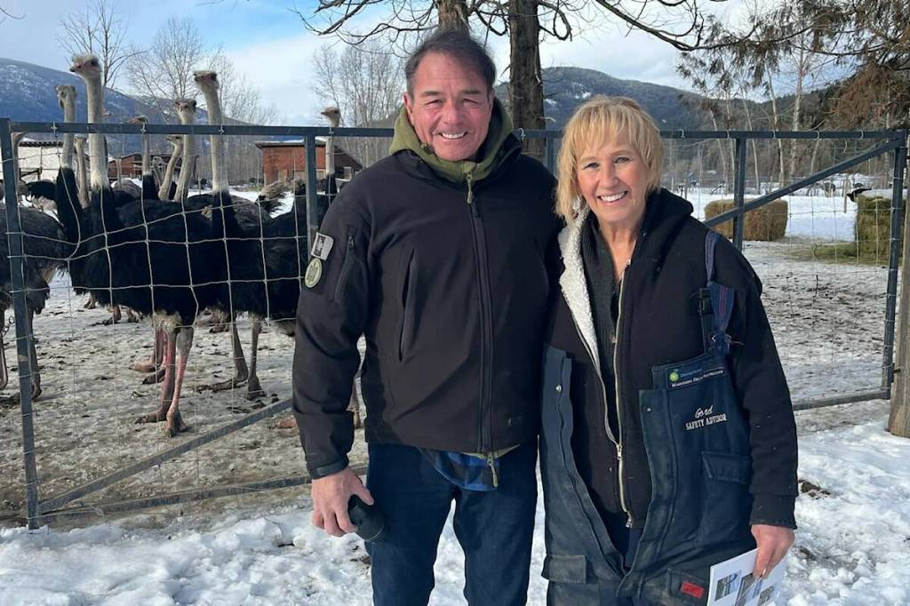 Scott Anderson visited Karen Espersen at Universal Ostrich in February.