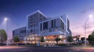 A rendering of the future new Surrey hospital in Cloverdale – one of the major projects accounting for $3 billion in B.C. government health-care spending coming to Surrey. (Fraser Health/Contributed)