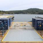 On the back deck of the K.J. Gardner four seacans contain 1,000 feet of offshore boom each. (Ben Fenlon/Sooke News Mirror)