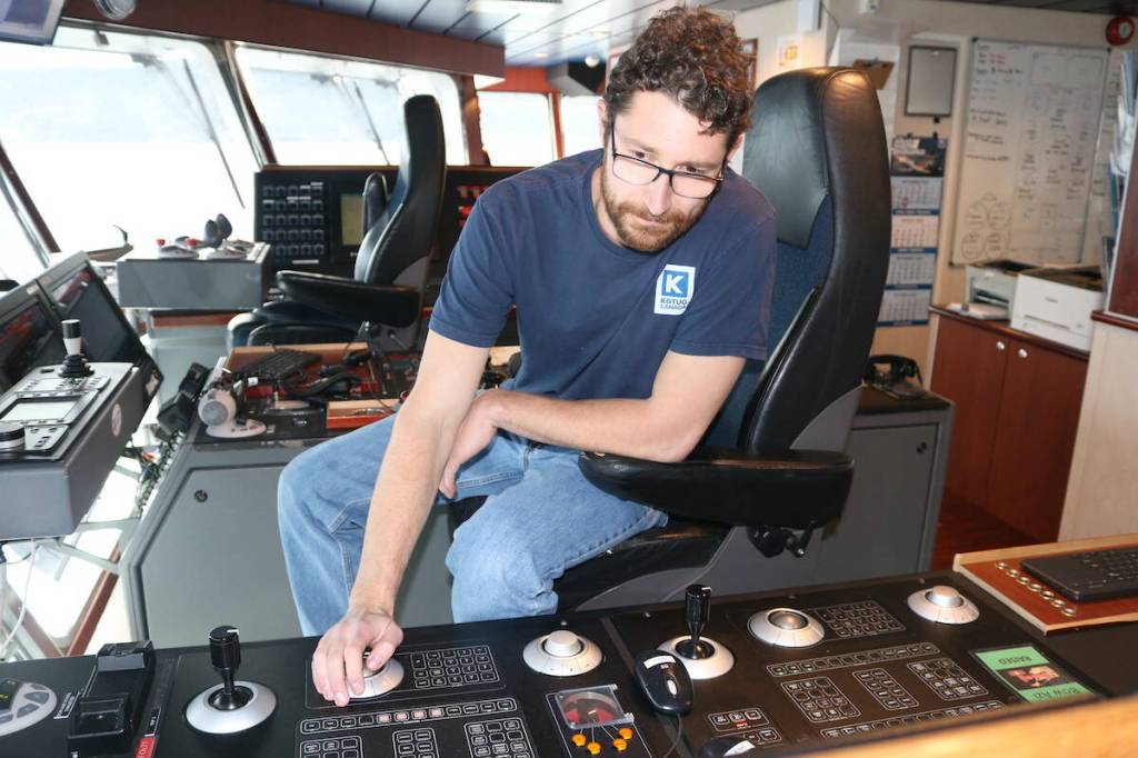 Western Canada Marine Response’s Beecher Bay spill response centre is one of four Vancouver Island bases. (Ben Fenlon/Sooke News Mirror) Chief mate Josh Chaffey lives onboard the K.J. Gardner for a total of six months a year. (Ben Fenlon/Sooke News Mirror)