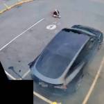 The driver of a Tesla electric vehicle was knocked back by the arc-flash explosion that took place last year in Hope, at the electric vehicle charging station on Fort Street. The driver suffered scrapes and minor abrasions. (Technical Safety BC/Screenshot)
