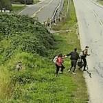 Three people are shown as they illegally cross the border from Lynden, Wash. into Abbotsford on Oct. 8. (BC RCMP photo)