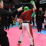 Karim Abu Khadra getting a point at the WKU World Karate Championships in Trier Germany. (Sam Raven)