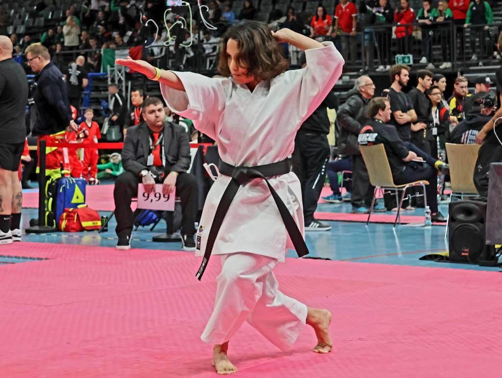 Talia Choy, Traditional Karate Forms silver medallist at the WKU World Karate Championships in Trier Germany. (Sam Raven)