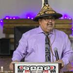 Chief Councillor Troy Sam addresses the Kitsumkalum First Nation during the Treaty and Constitution ratification event on Nov. 1, 2025. (Kitsumkalum)