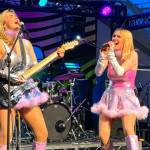 The Finn-Morris sisters of Fionn (Brianne, left, on guitar, and Alanna, holding microphone) perform during the Let’s Hear It BC JUNOS Plaza Party at Surrey Civic Plaza on March 15, 2025. (Photo: Tom Zillich)